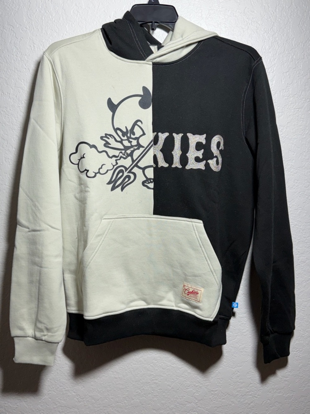 Cookies Two-Tone Black and Cream Graphic Hoodie Sweatshirt